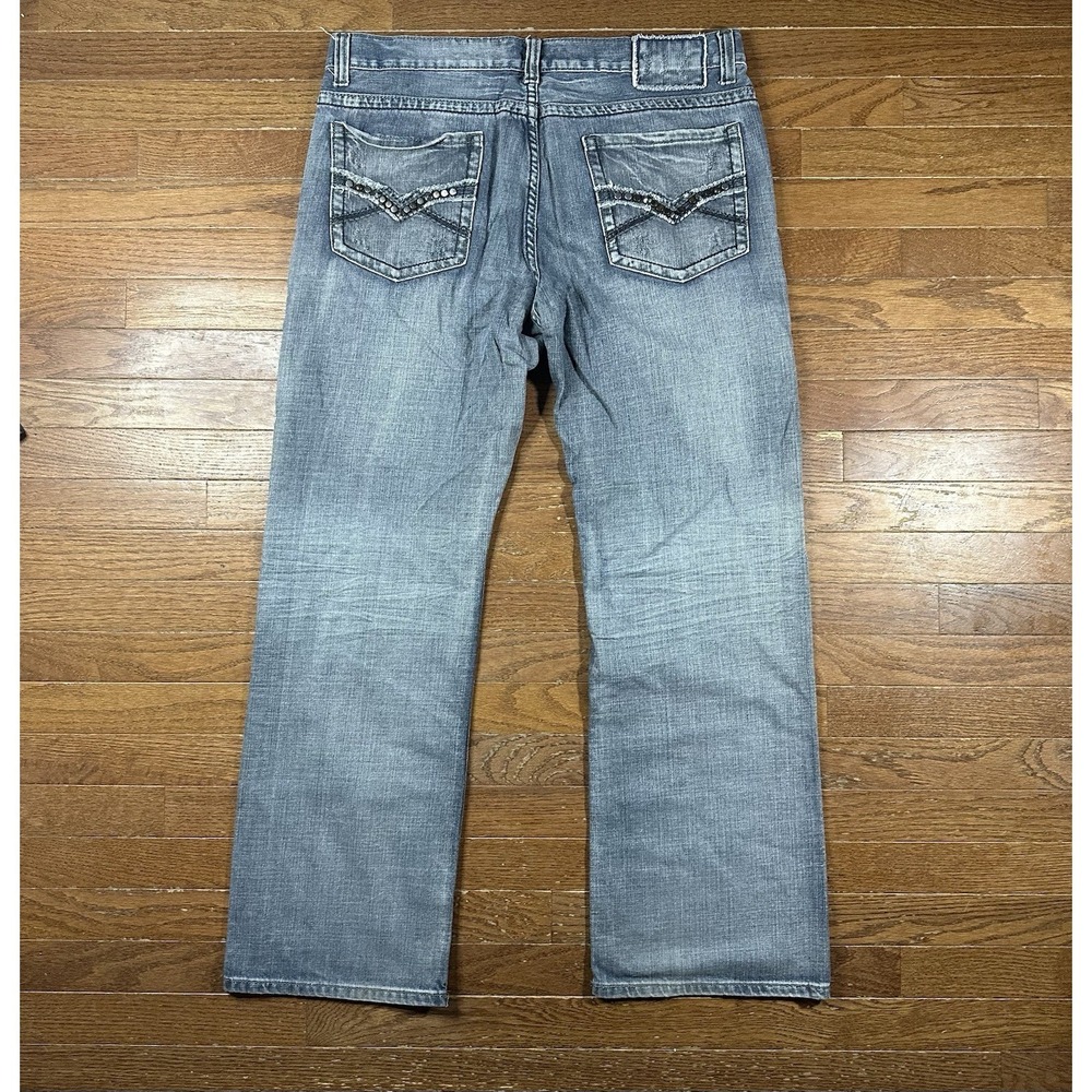 Helix Mens Jeans Relaxed Bootcut Grunge Baggy Denim Size 36x32 Studded Pockets